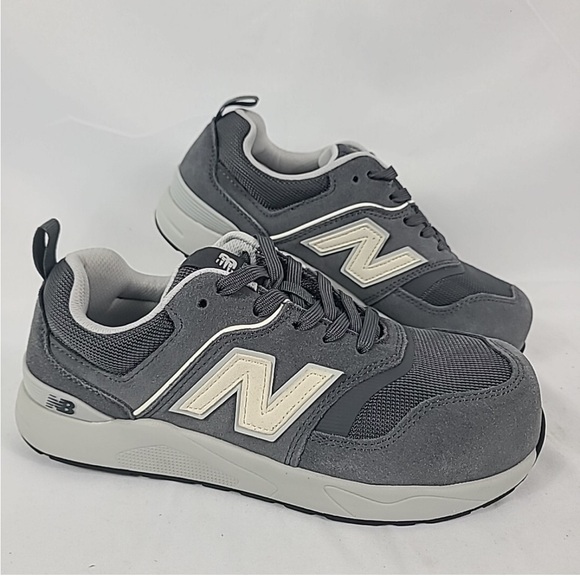 New Balance Men's Elite Lite Composite Toe Work Wuelehm2 Gray and Cream Sneakers